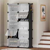 Sekey Shoe Cabinet Black – Modular plug-in system, stable & space-saving, ideal for hallway & wardrobe